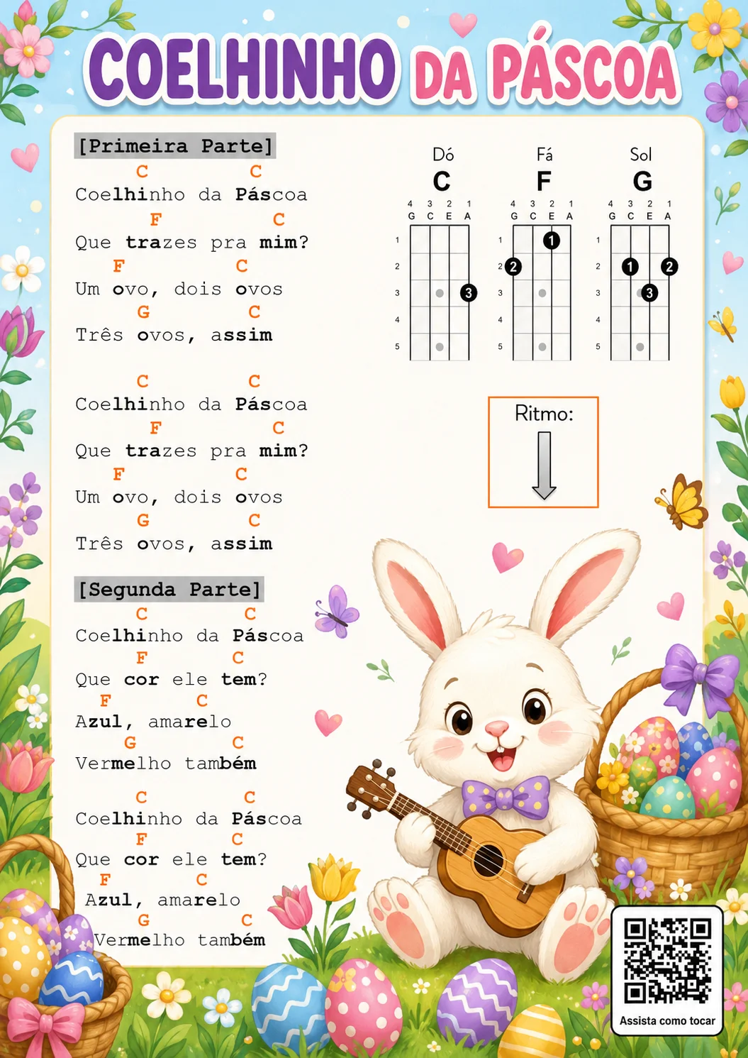 Página do material, cantiga em cifra