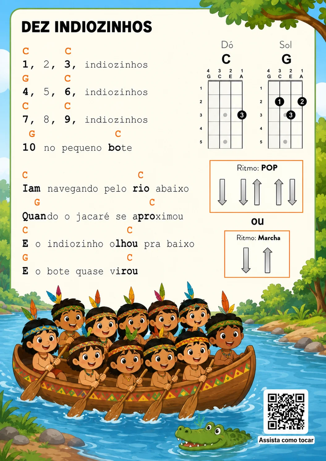 Página do material, cantiga em cifra