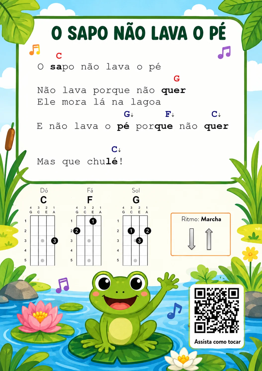 Página do material, cantiga em cifra