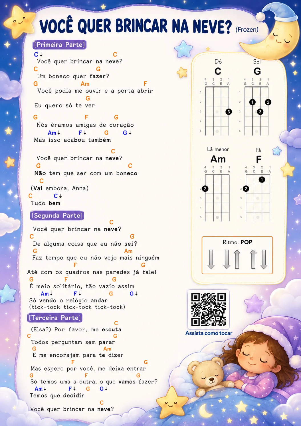 Página do material, cantiga em cifra