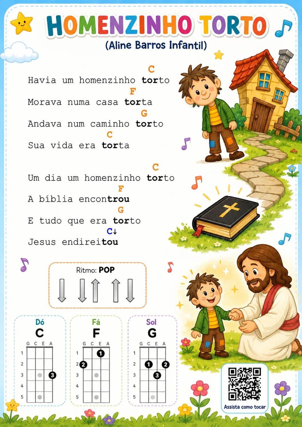 Página do material, cantiga em cifra