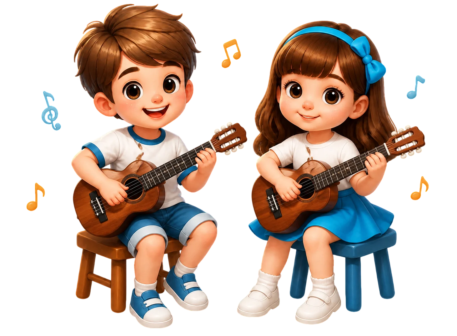 Crianças tocando ukulele