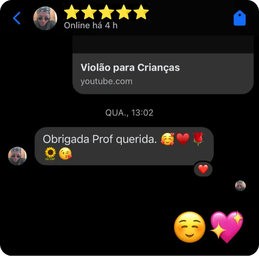 Depoimento de cliente no WhatsApp