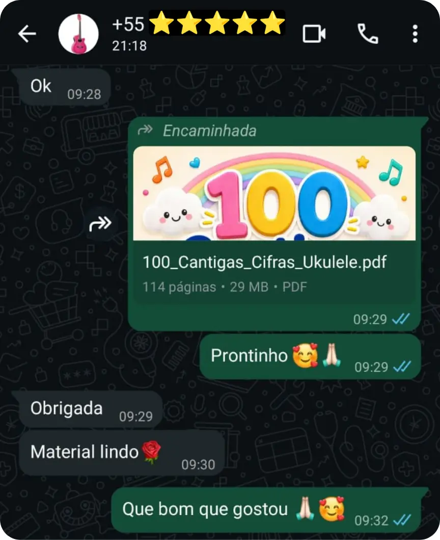 Depoimento de cliente no WhatsApp