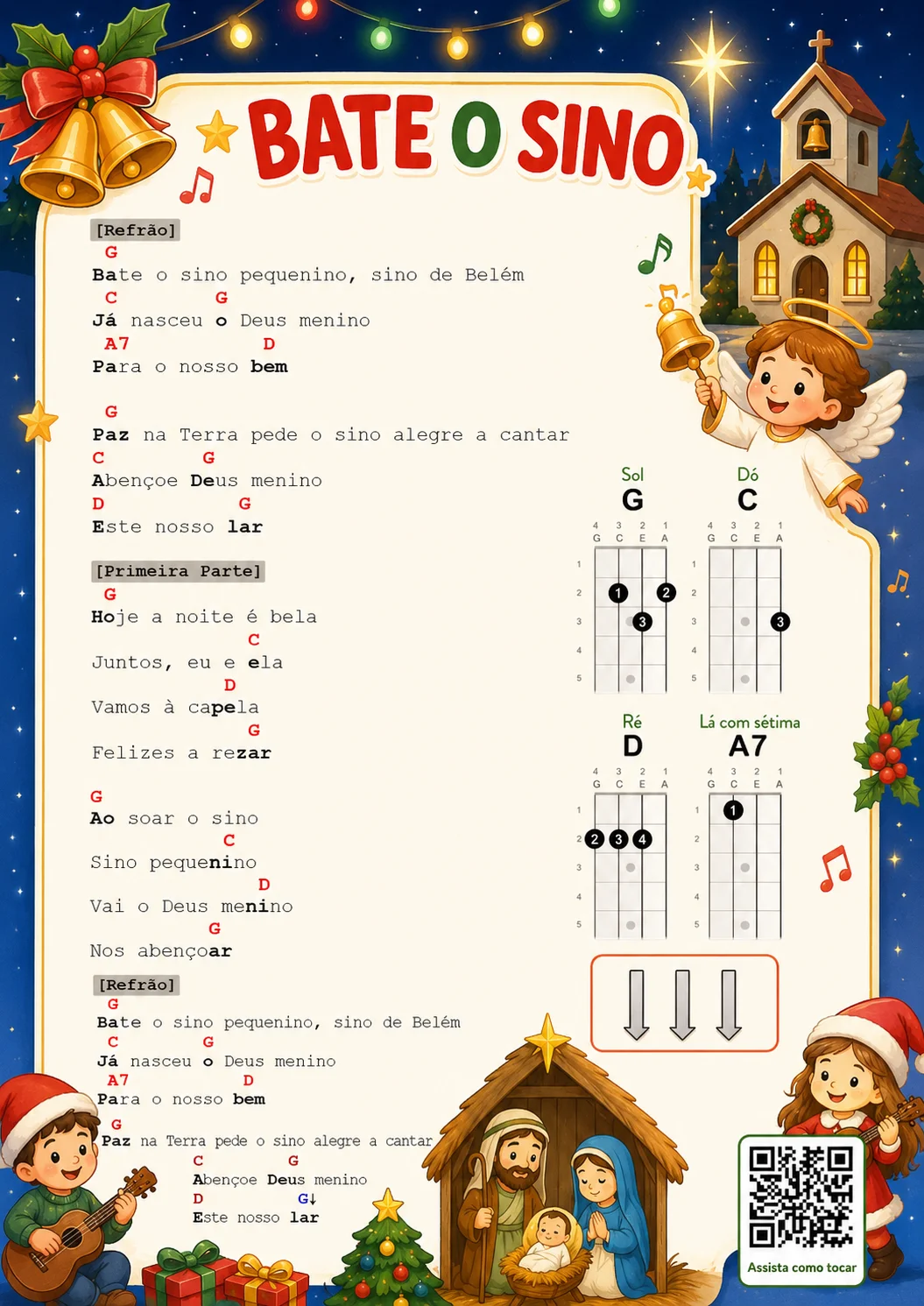 Página do material, cantiga em cifra